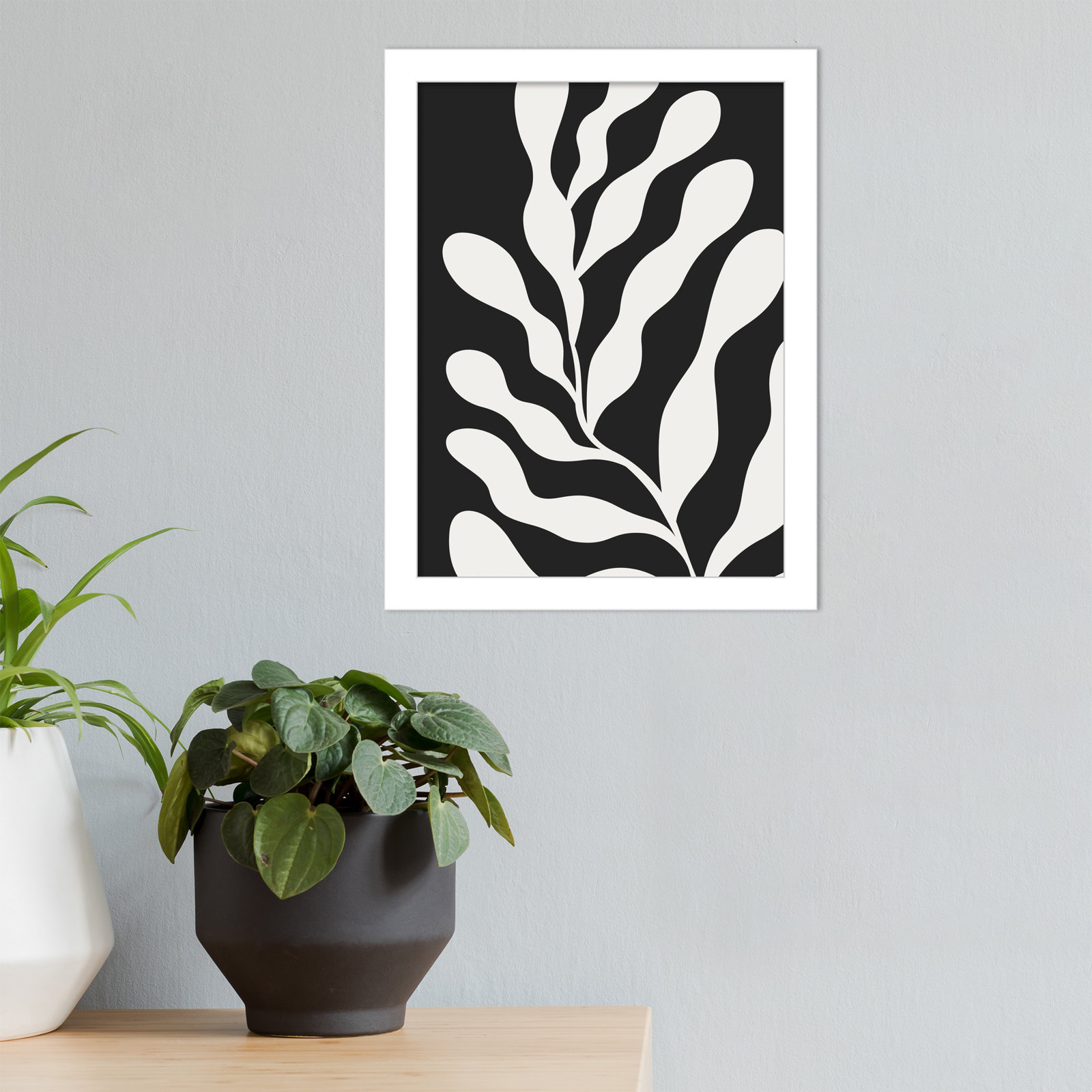 Erminia "Retro Matisse Botanical 3" Print, 13" H x 10" W x 1" D, White