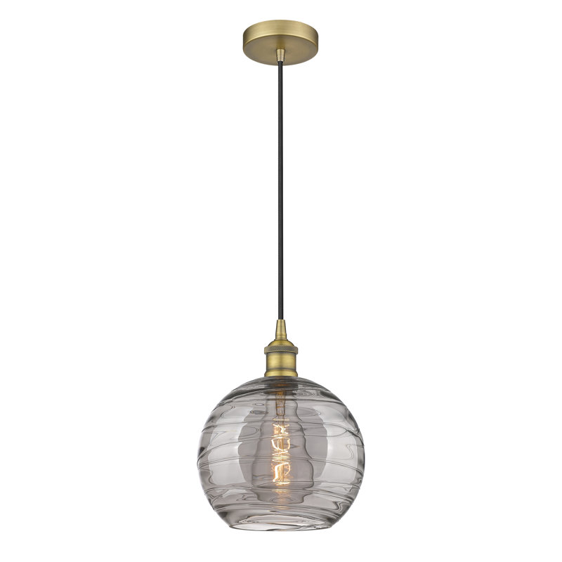 1 - Light Single Drop Pendant Pendant, 12.75" H x 10" W x 10" D, Brushed Brass, Light Smoke
