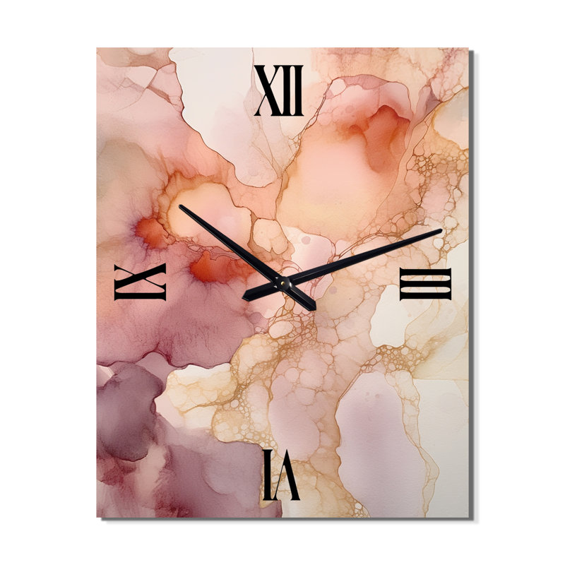 Liquides lumineux dorés et roses - Horloges murales abstraites, Petit