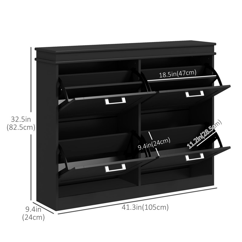 20 Pair Flip Down Shoe Storage, Black