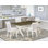 Ensemble de table de salle à manger 5 pièces comprenant une table de salle à manger rectangulaire avec pieds en X et 4 chaises Parsons en tissu crème, lin brossé blanc