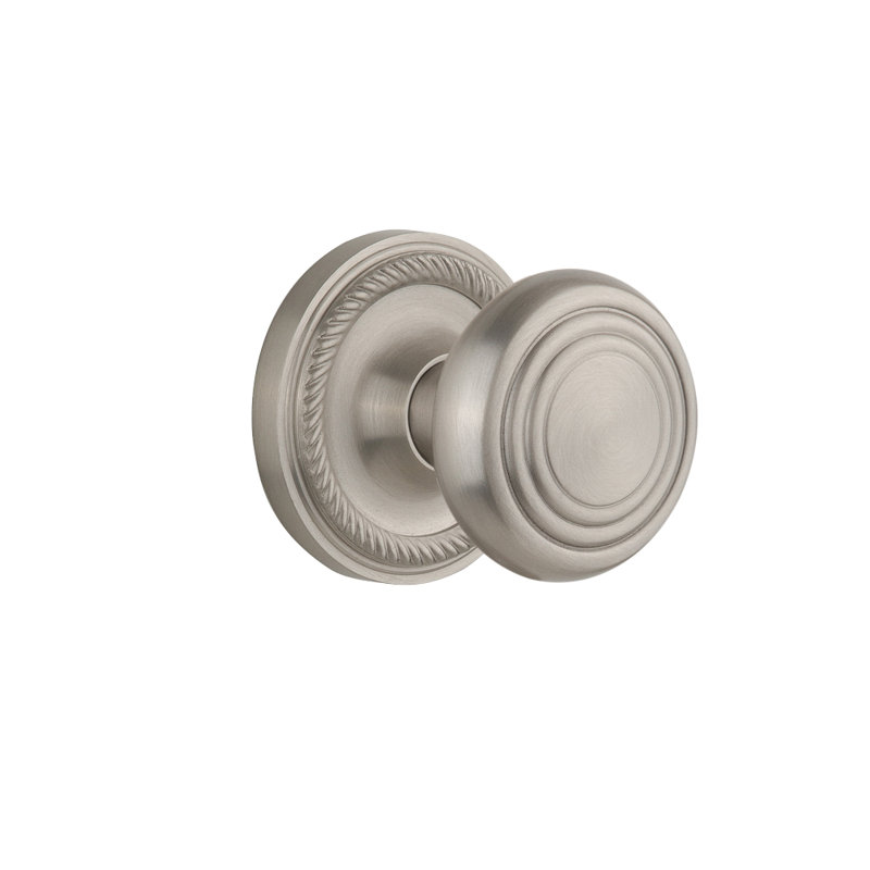 Rosette en corde avec poignée de porte décorative, 2 3/8, Nickel satiné