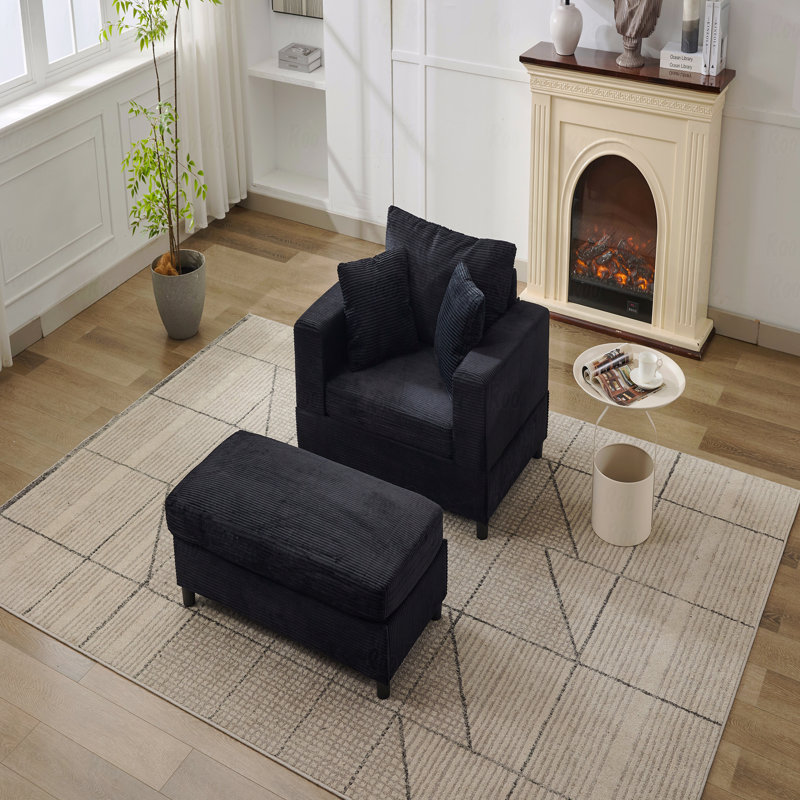Chaise longue avec repose-pieds amovible et canapé-lit d'appoint rembourré avec coussins, fauteuil rembourré à assise profonde moderne
