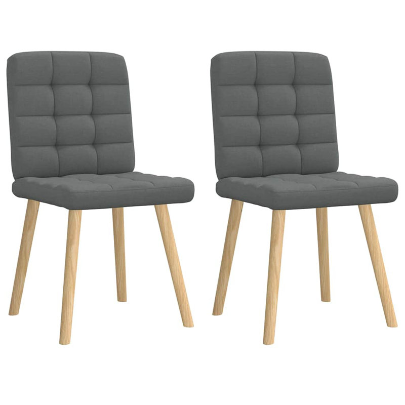  Dining Chairs 2 Pcs Dark Grey Fabric