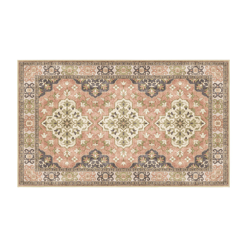 Flemke Hand Loomed Washable Oriental Indoor Rug, Rectangle 6' x 9'