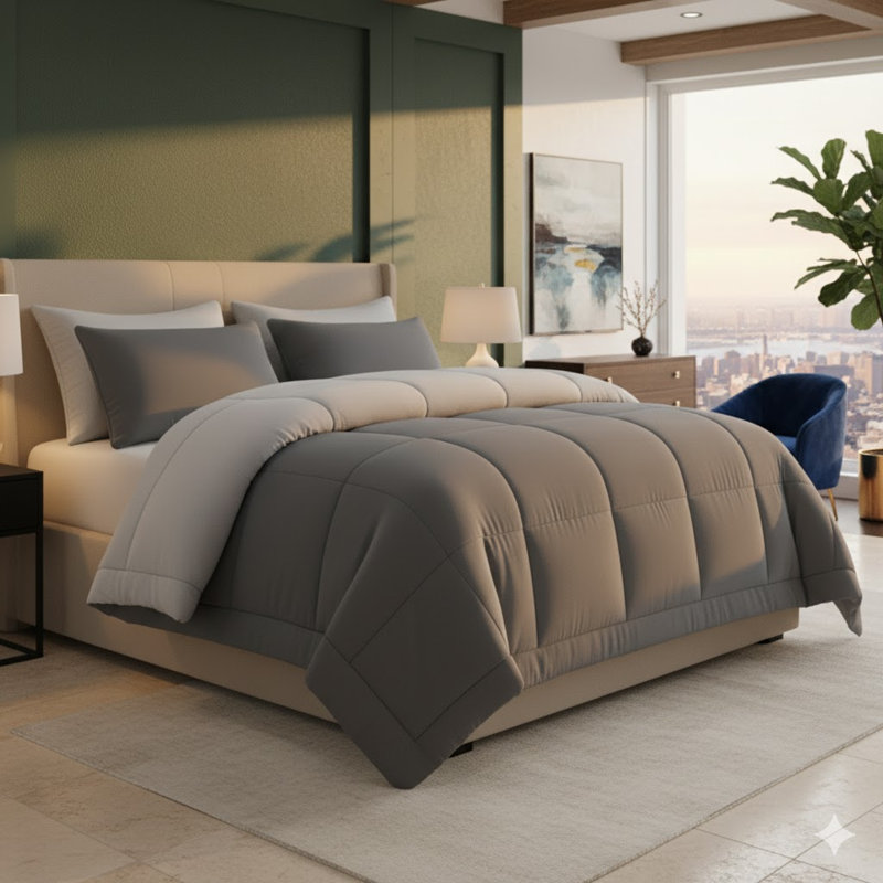 Pamposh Duvet 10.5 2Tone Hypoallergenic Coverless Duvet King Size Thick Cosy Quilt for All Season Anti Bacterial, Single