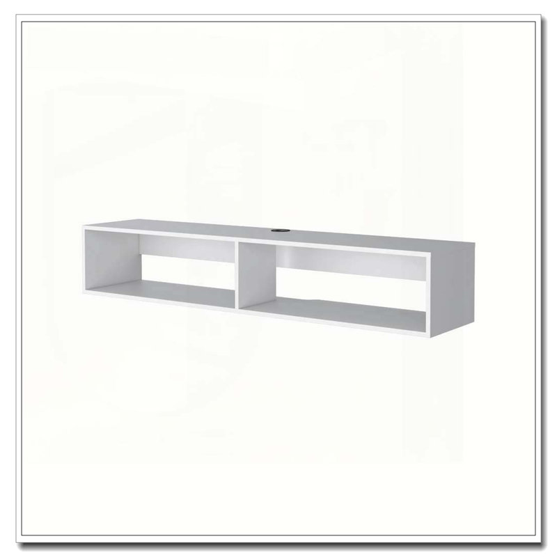 Support média blanc flottant à 2 tablettes, Blanc