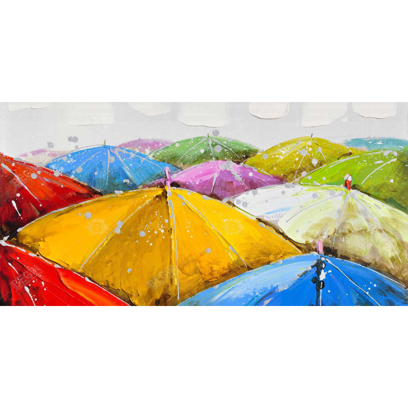 Parasols colorés sous la pluie - Toile encadrée Home Decor