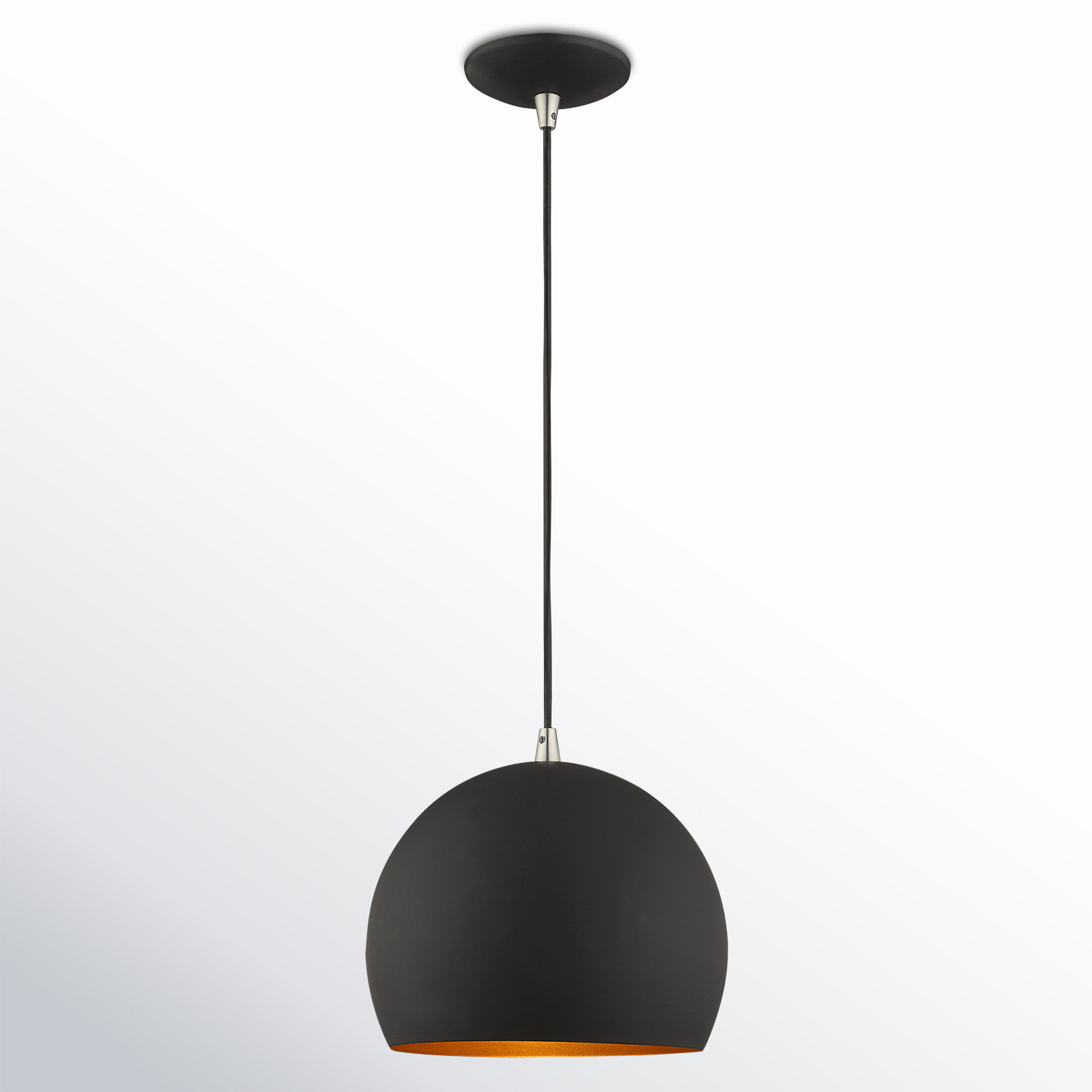 Schultz 10" W Metal 1-Light Single Globe Pendant , Black