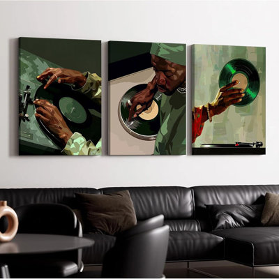 Black Man Wall Art African American Men Canvas Wall Decor Black People Dj Poster Hip Hop Music Pictures Fashion Prints Modern Painting Culture Artwork For Bedroom Boys Room 16X24x3 Inch Ready To Hang