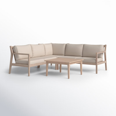 Amina 54" Outdoor Acacia Symmetrical Sectional Seating Group