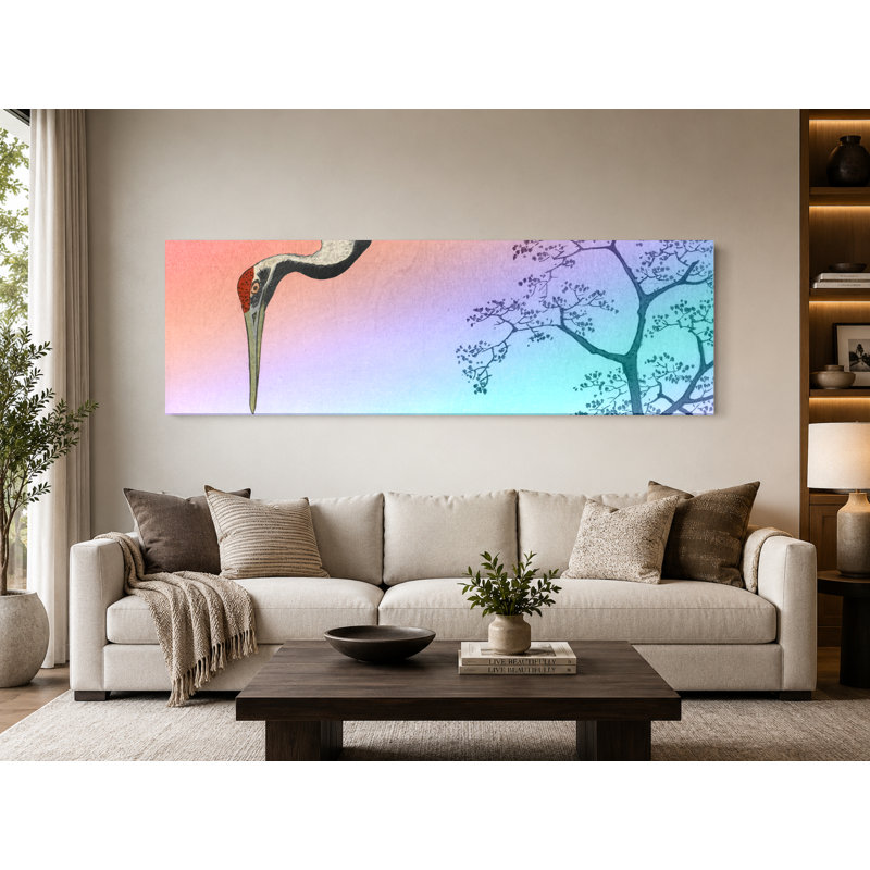 Grues à Ueno (cent vues célèbres d'Edo) - Art mural sur toile panoramique, 36" W x 12" H