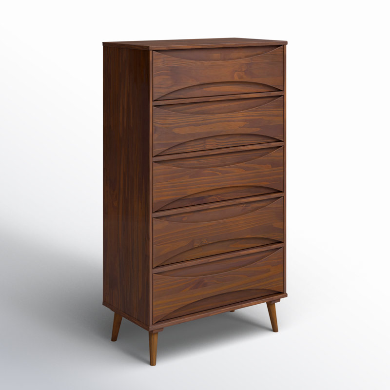 Emrick 5-Drawer Solid Wood Chest, Walnut