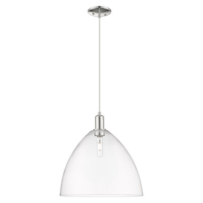 Arcadia - Bristol - 1 Light 16" Cord Hung Mini Pendant - Brushed Satin Nickel Finish - Clear Shade