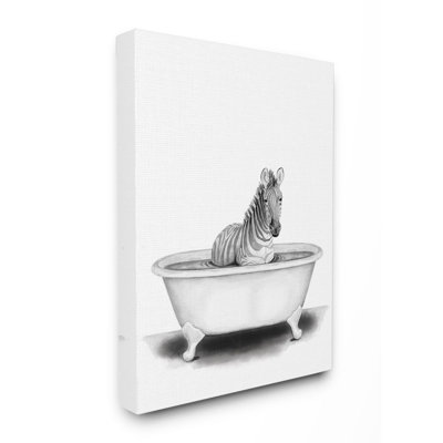 Zebra In A Tub Funny Animal Bathroom by Rachel Neiman - Illustration