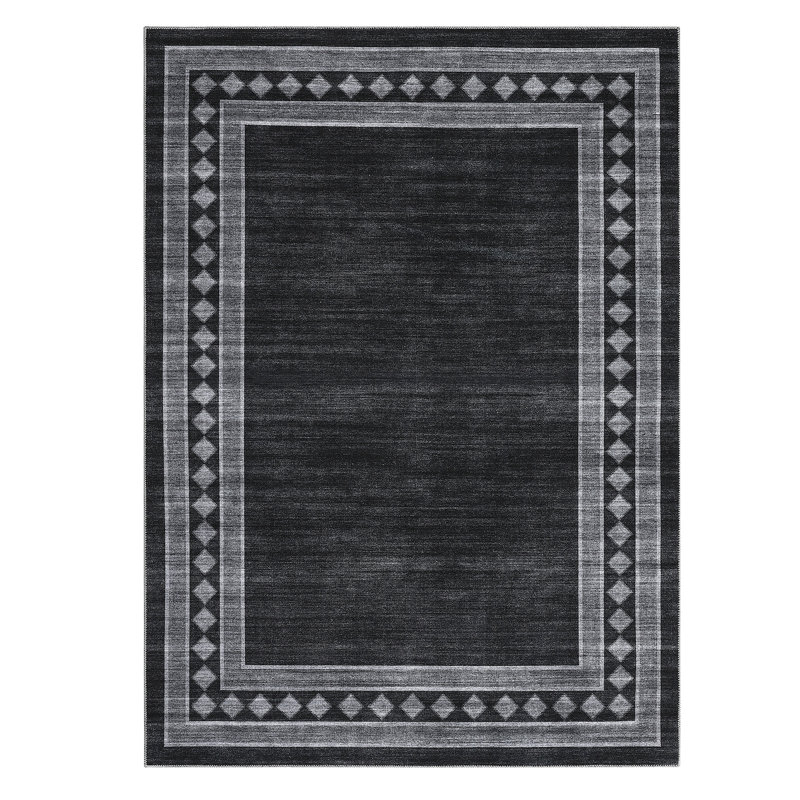 Living Room Rug Large Ultra-Soft Floor Carpet With Rubber Backing Non-Shedding Thin Accent Rug Machine Washable Bordered Indoor Carpet