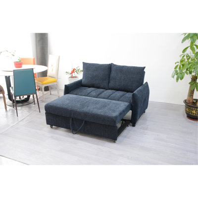 Canapé-lit de 57,48 po avec canapé-lit en tissu bleu marine avec dossier réglable et canapé-lit moderne pour salon