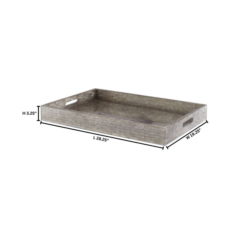Plateau à coquillages, Fumée, H 3,25 po x l 28,25 po x P 19,25 po