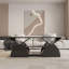 Table basse géométrique moderne avec tablettes ouvertes, noir élégant, L 47,25 po x l 23,6 po, coins arrondis