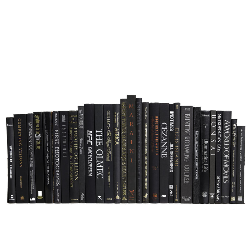 Livres décoratifs - livres surdimensionnés en onyx rétro - livres noirs au pied