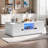 Modern High Glossy Rectangle Coffee Table With 2 Cabinets, One Drawer, 16 Colour Led Lights And A Open Shelf-1411007050