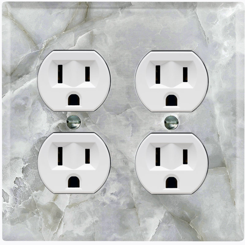 Marble Gray Print 3 Patterned 2 - Gang Duplex Outlet Standard Wall Plate