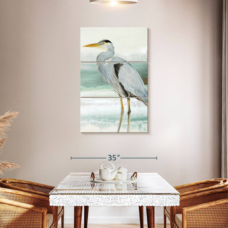 Brampt Heron On Seaglass I, 45" H x 28" W