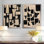 Beige et noir bohème mosaïque tons de terre - grand ensemble d'art mural géométrique de 2