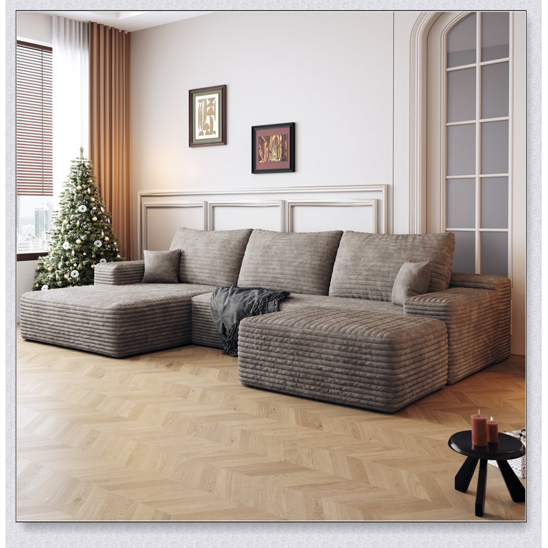 Canapé modulaire confortable en forme de U avec repose-pieds, idéal pour la détente dans le salon et les réunions de famille