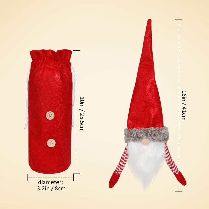 Couvercle de bouteille de vin de Noël, gnomes suédois faits à la main Tomte Gnomes