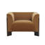 Fauteuil rembourré moderne en velours orange avec accoudoirs courbés et pieds en bois massif-1796441846