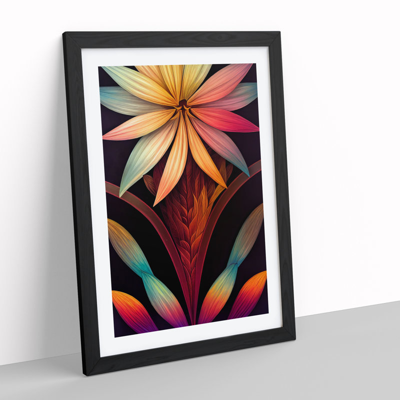 A Sculptured Flower - Single Picture Frame Print, 64cm H x 46cm W x 2cm D, Black