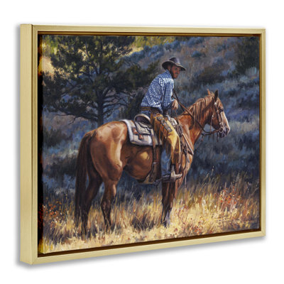 Early Start Cowboy Framed Floater Canvas Wall Art by David Graham