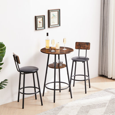 3 tabourets rembourrés brun rustique avec tabourets confortables