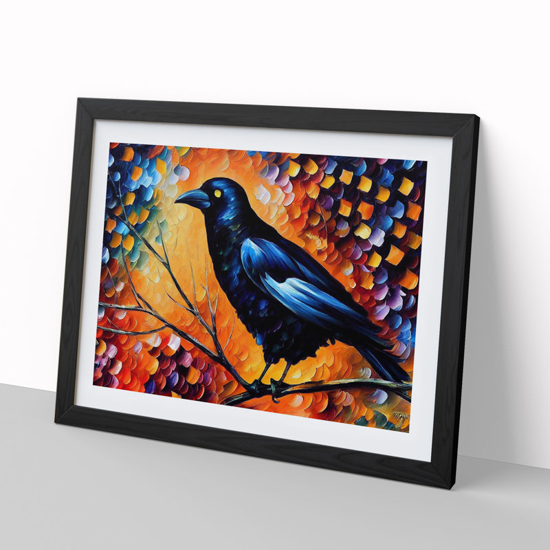 Crow Bird Vol.7 Abstract - Framed Print, 34cm H x 46cm W x 2cm D, Black