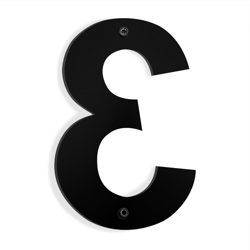 Barton 6-Inch Floating Mount Steel House Number for Address Sign (Black), Black, 3