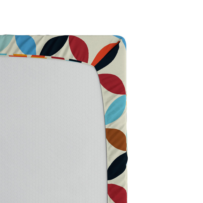 Microfiber Geometric Fitted Sheet, Queen Fitted Sheet, Red