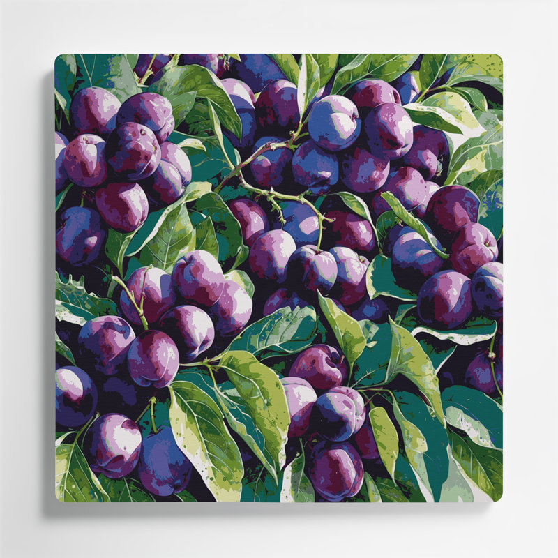Art mural en métal prune mauve, H 12 po x l 12 po