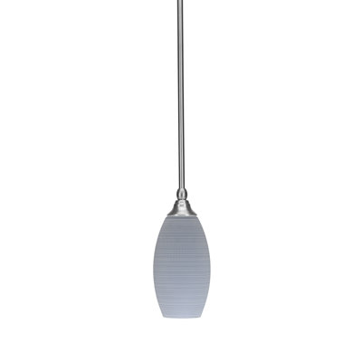 Brenford Stem Hung Mini Pendant Shown In Brushed Nickel Finish With 5.5" Matrix Glass