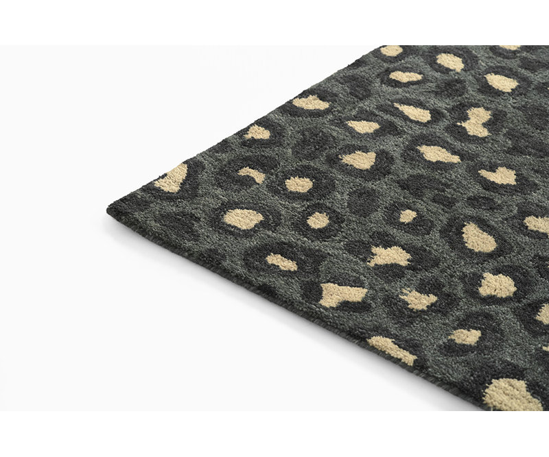 Tapis Figaro en laine tuftée à la main, motif animalier bleu, 90 x 150 cm, Bleu, 3 pi x 5 pi