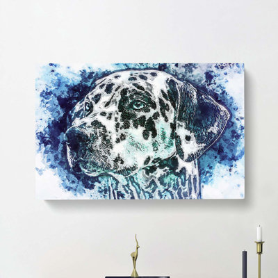 Dalmatian Dog In The Blue In Abstract - Wrapped Canvas Painting