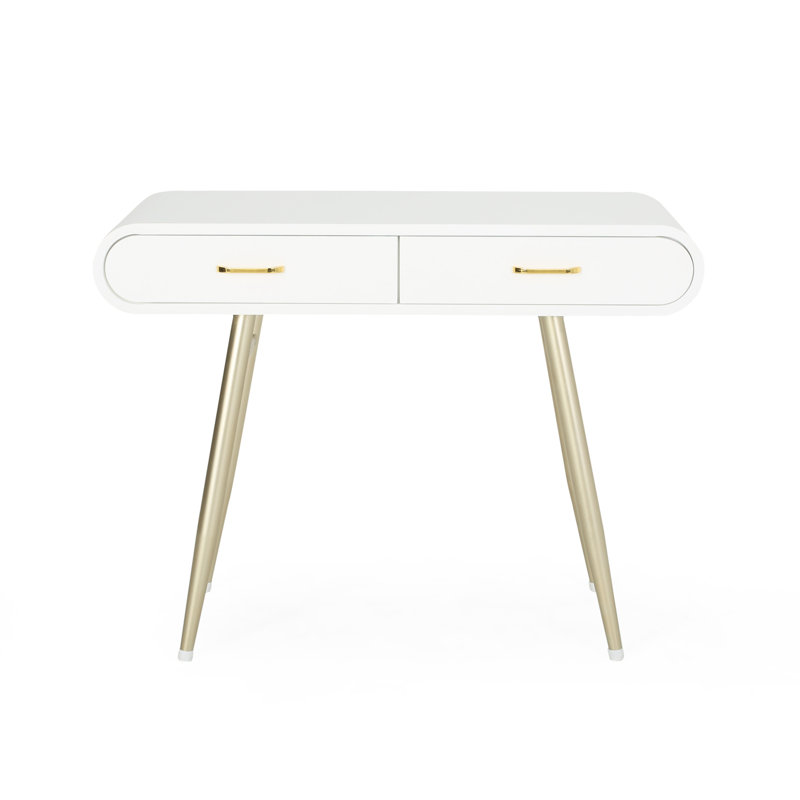 Table d'appoint illuminée - Deux faux bois blancs avec pieds champagne champagne