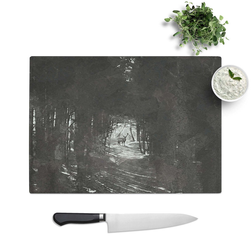 Tempered Glass Deer Stag Within the Forest Chopping Board, 39 cm W x 28.5 cm L