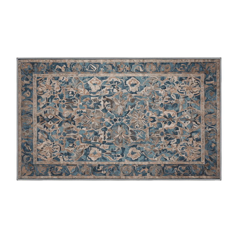 Machine Washable Gray Area Rug, Rectangle 3' x 5'