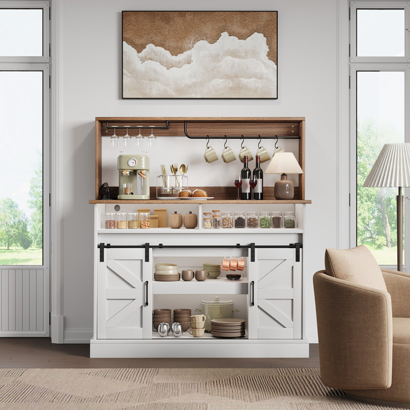 Penney 47.2'' Coffee Bar Cabinet with Outlet, Gray