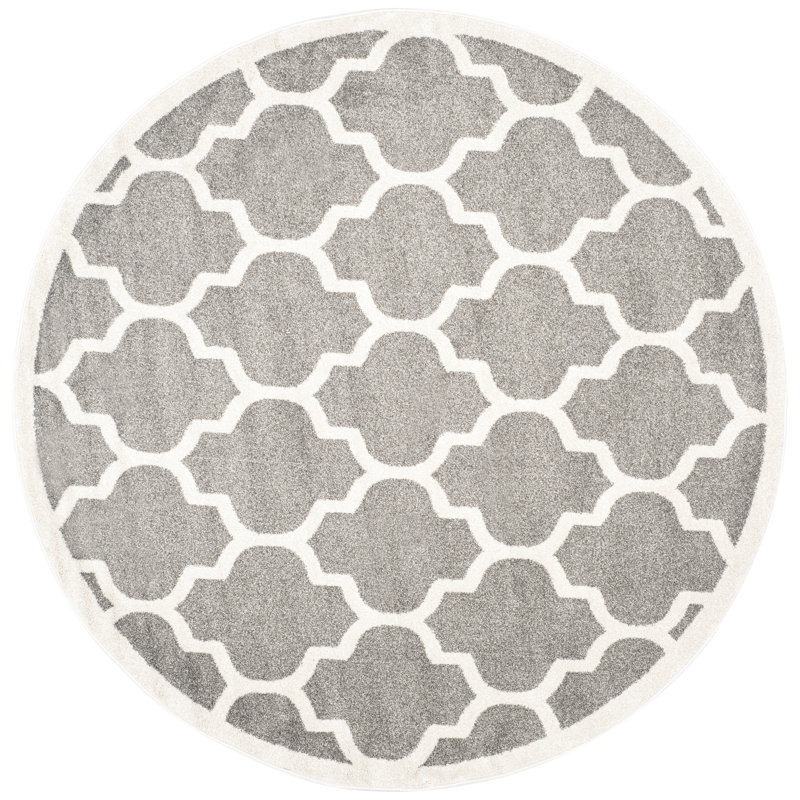 Tapis géométrique gris foncé / beige Ammundsen, Rond 7 pi