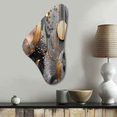 Edie - décoration murale asymétrique en métal en marbre, reproduction d'art en métal de forme unique dorée