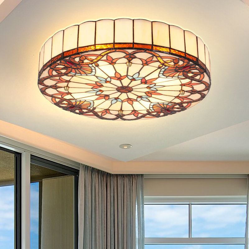 Plafonnier encastré 4 lumières 19,7 po style Tiffany