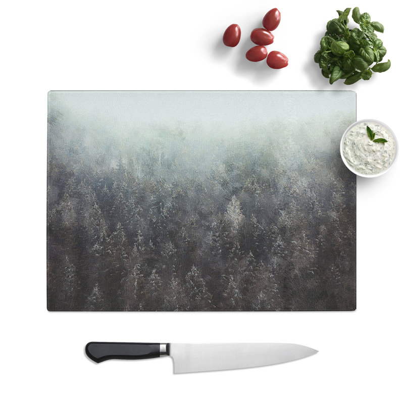 Tempered Glass Winter Forest in Germany Painting Chopping Board, 28.5 cm x 39 cm