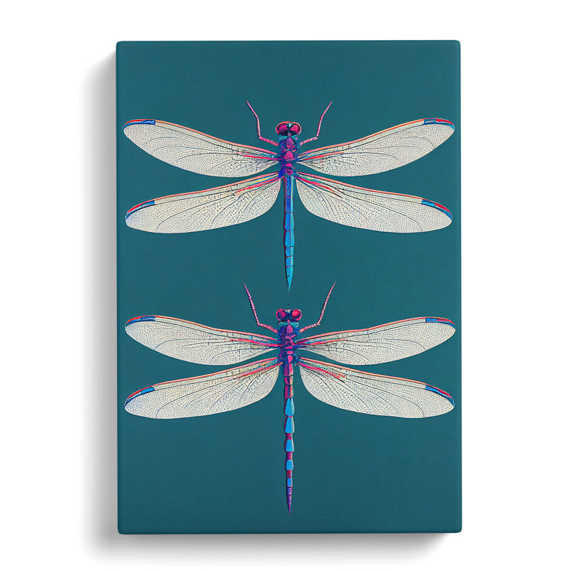 Stunning Dragonflies - Wrapped Canvas Painting, 50cm H x 35cm W x 3cm D